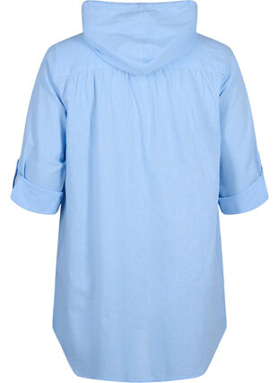 Hooded tunic in cotton and linen, Serenity, Packshot image number 1