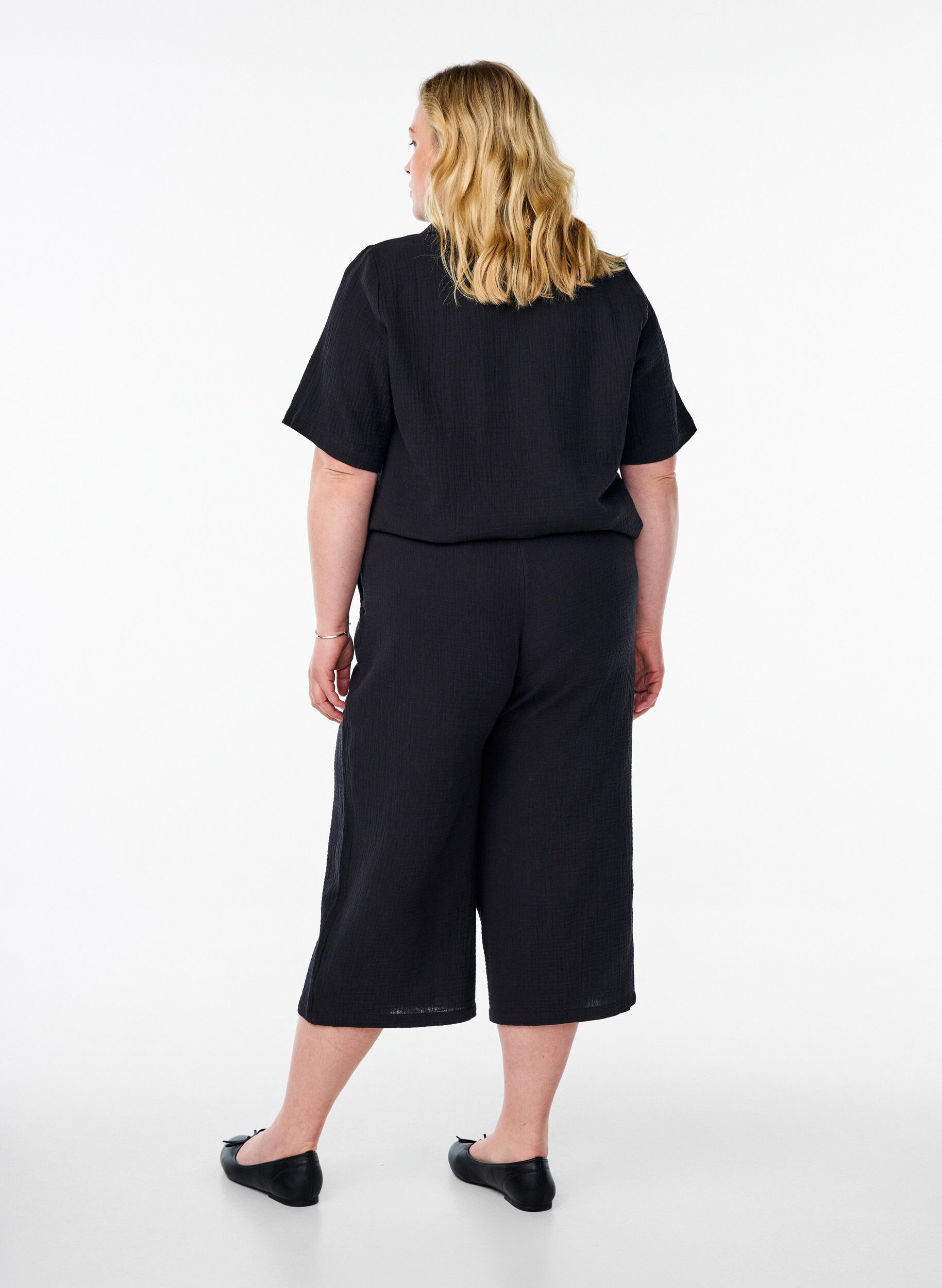 ZizzifashionCulotte trousers with a high waist, Black, Model image number 1