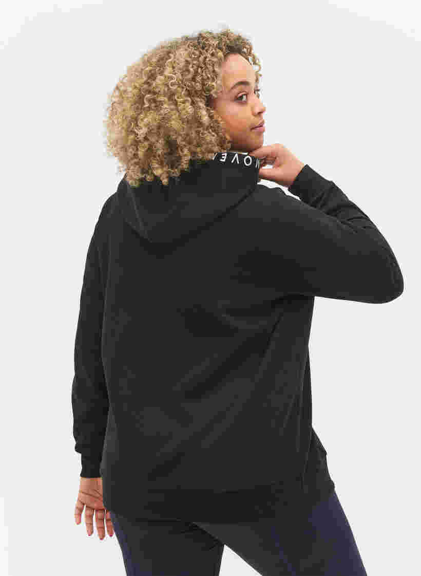 Workout hoodie jacket with zip, Black, Model image number 1