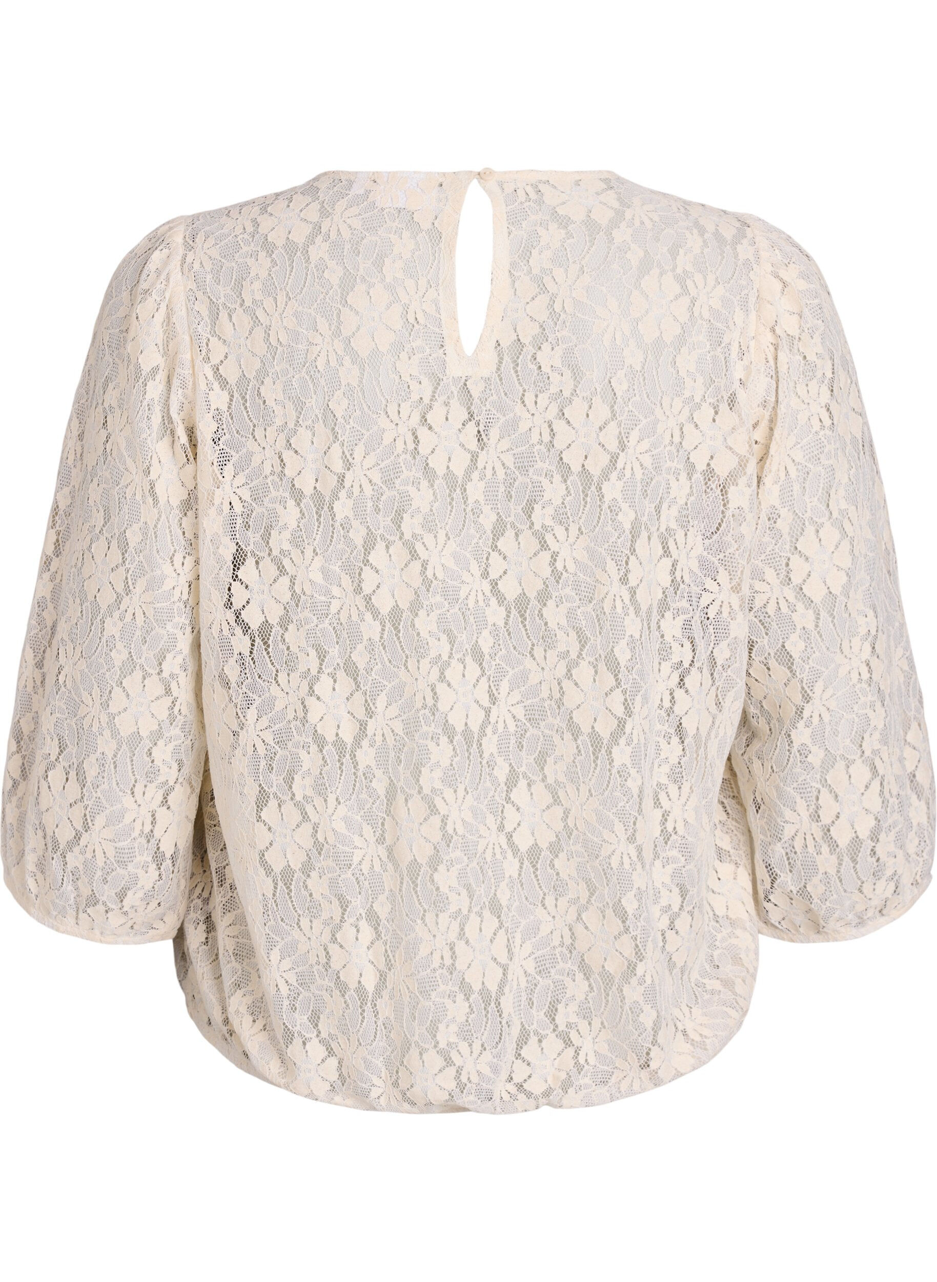 Zizzifashion Lace blouse with 3/4 sleeves, Vanilla, Packshot image number 1