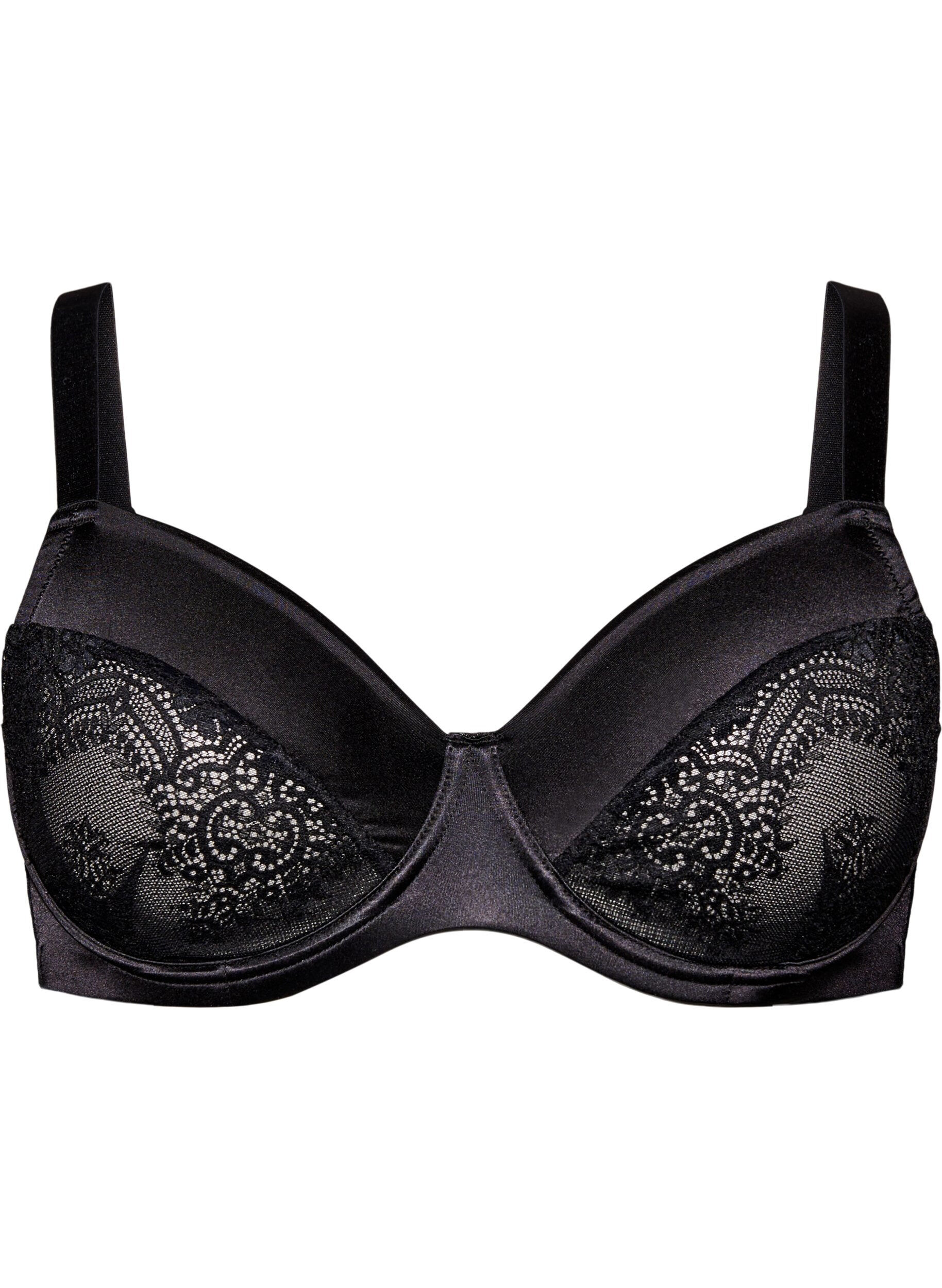 Zizzifashion Full coverage bra with lace and microfibre, Black, Packshot image number 0
