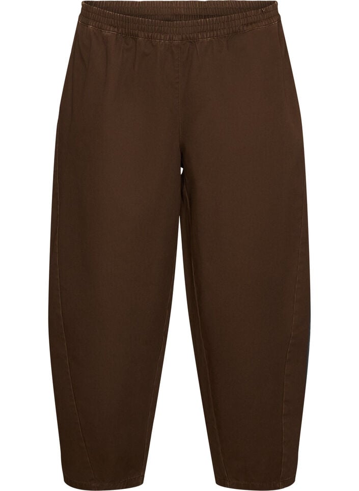 Barrel jeans with a high waist and elasticated waistband, Brown, Packshot image number 0