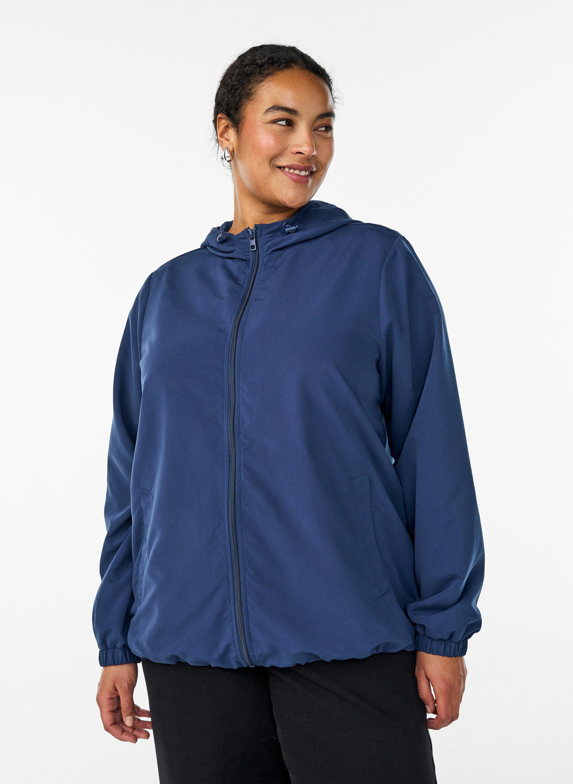 ZizzifashionLightweight jacket with a hood and zipper, Blue, Model image number 0