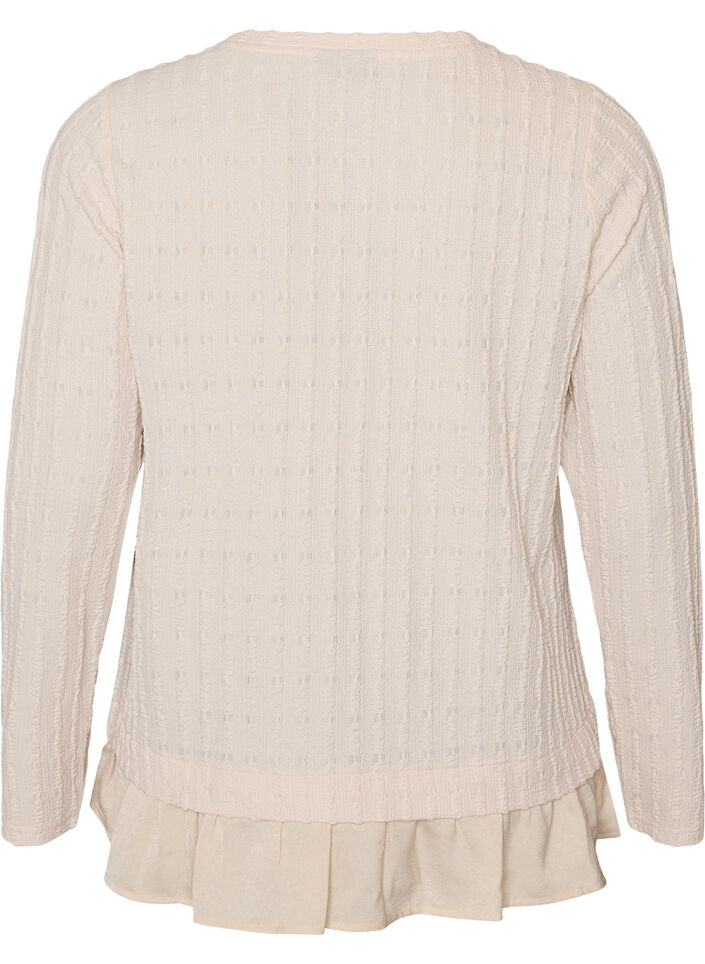 Structured blouse with ruffle hem, Vanilla, Packshot image number 1