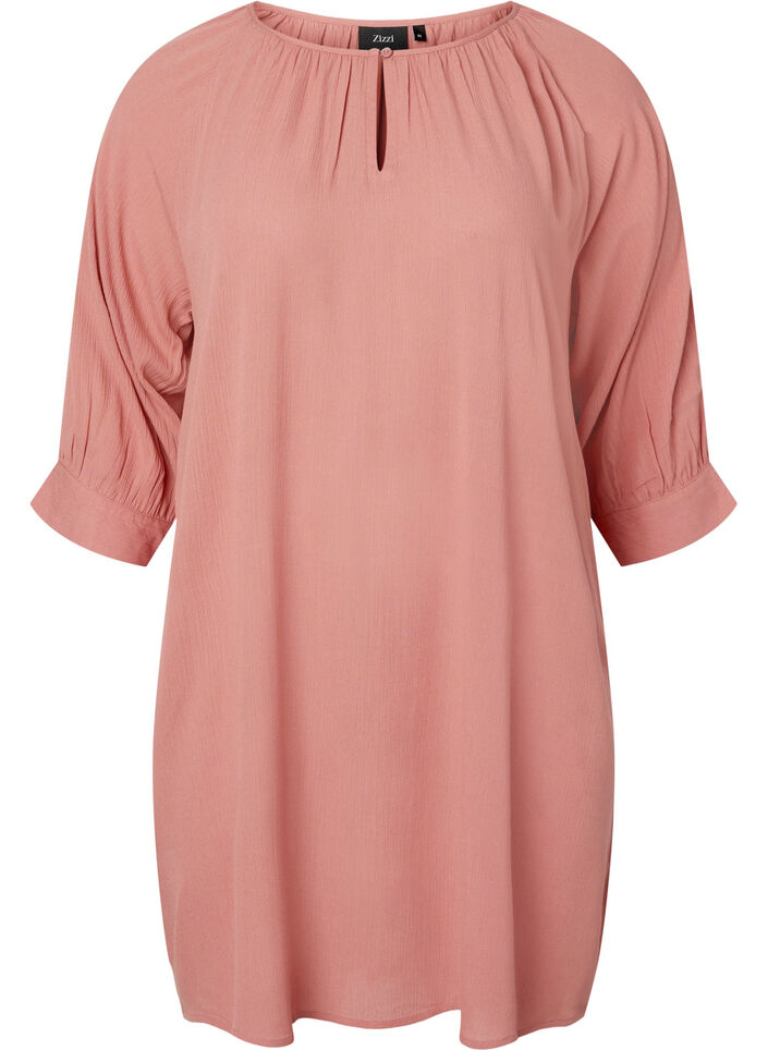 Viscose tunic with 3/4 sleeves, Rose, Packshot image number 0