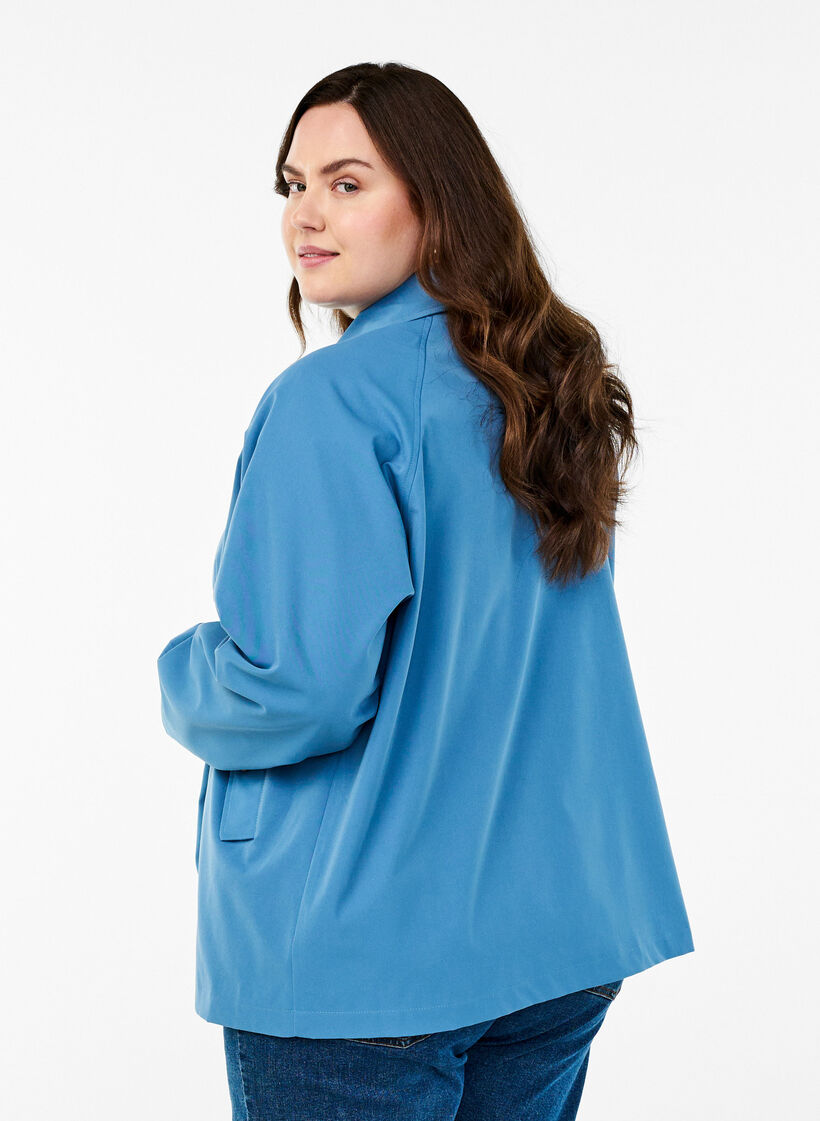 Short trench coat with pockets, Blue, Model image number 2