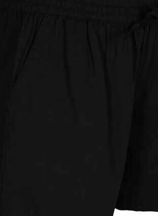 Loose shorts in cotton blend with linen, Black, Packshot image number 2