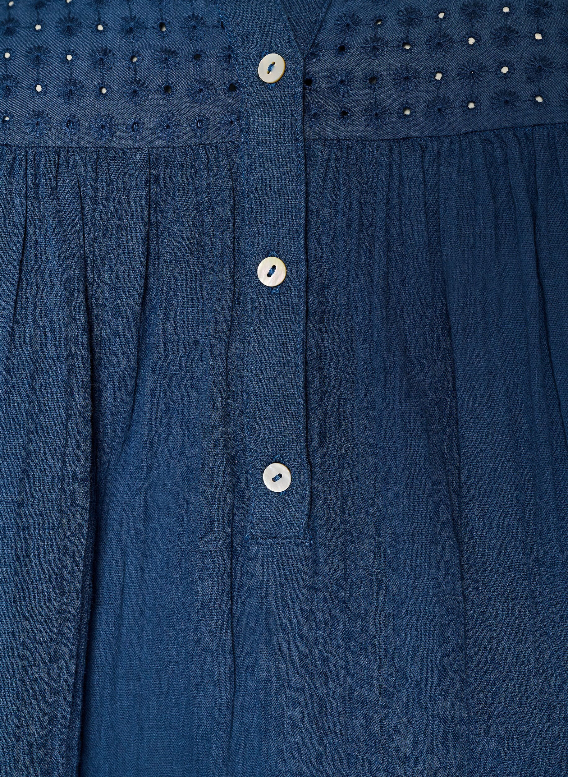 ZizzifashionCotton muslin tunic with broderie anglaise, Blue, Packshot image number 2