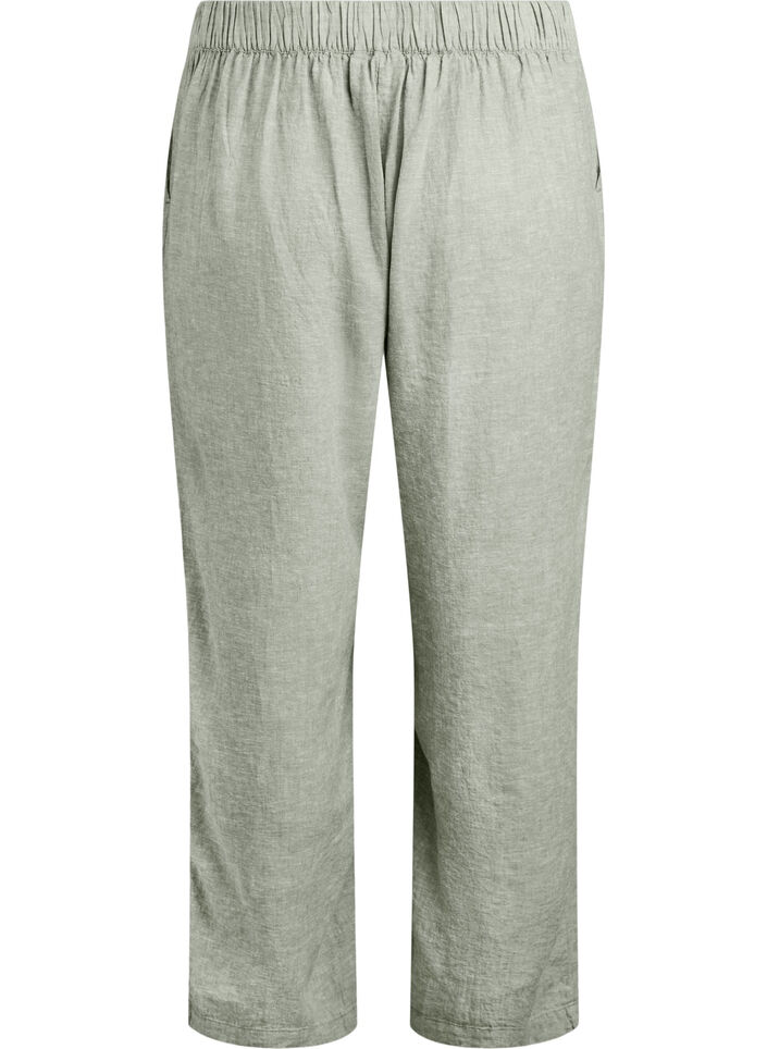 Loose trousers in linen and viscose, Green, Packshot image number 1