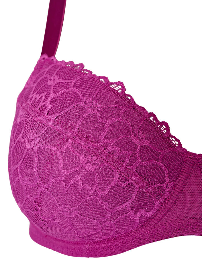 Padded bra with lace and underwire, Purple, Packshot image number 2