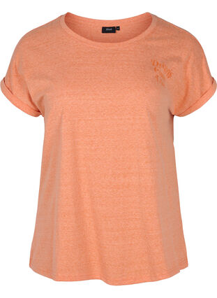 Mottled t-shirt in cotton, Amberglow Melange, Packshot image number 0