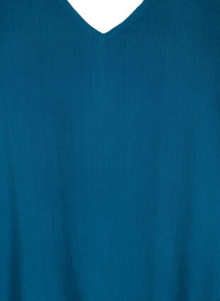 Viscose blouse with 2/4 sleeves and pleat, Moroccan Blue, Packshot image number 2