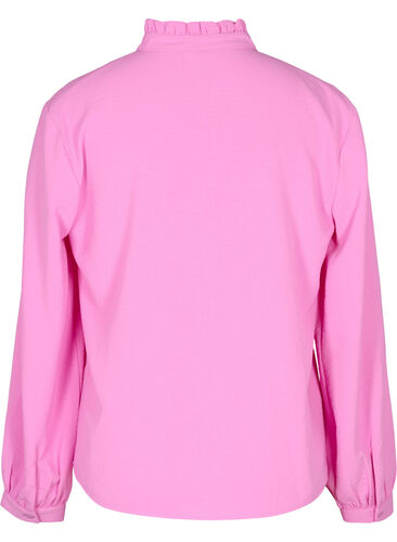 Long-sleeved shirt blouse with frill details, Cyclamen, Packshot image number 1