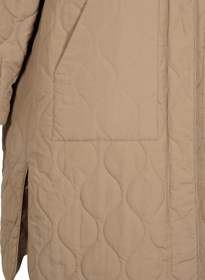 Long quilted jacket with zip and pockets, Amphora, Packshot image number 3