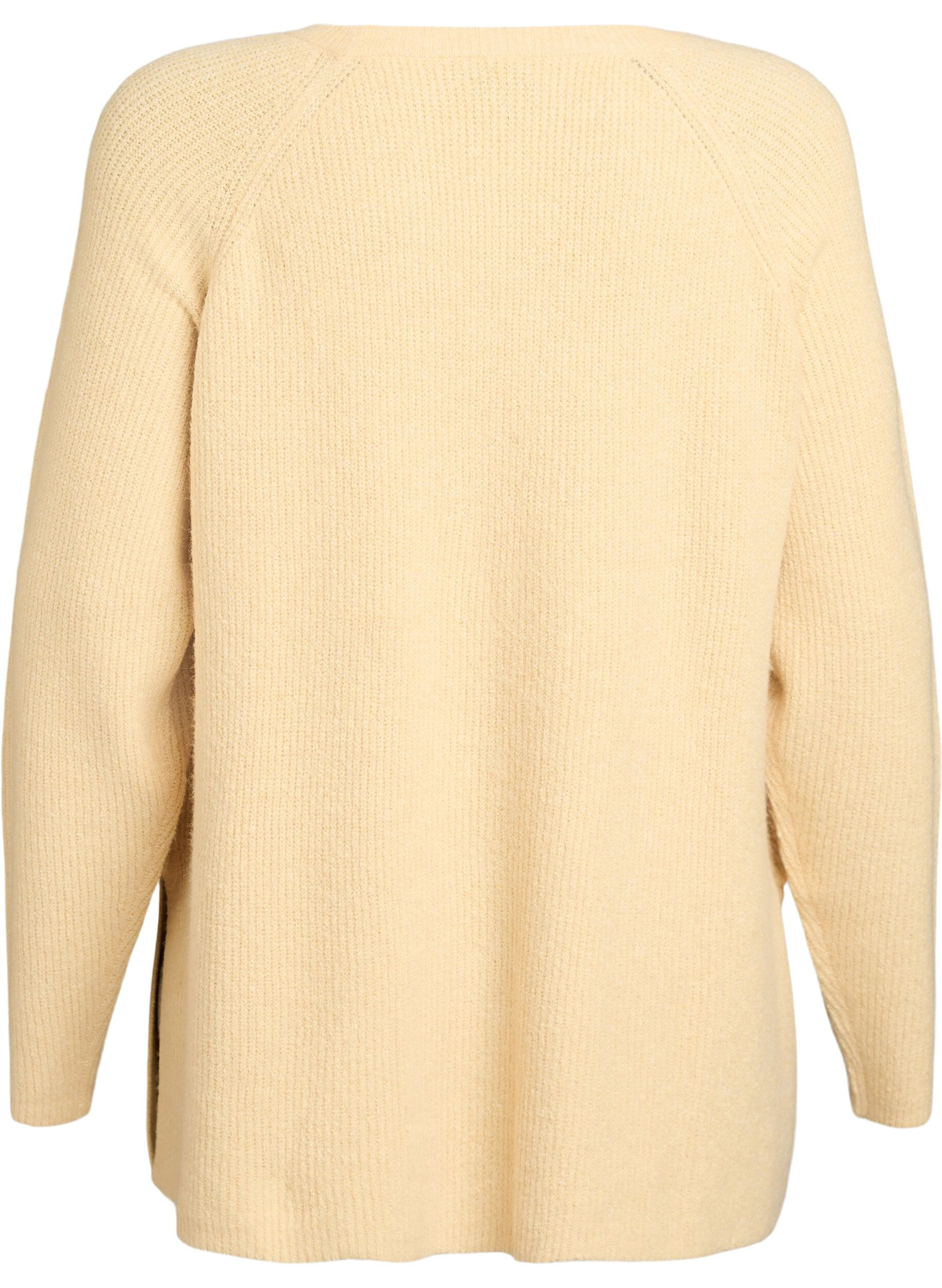 ZizzifashionKnitted jumper with a diagonal pattern and raglan sleeves, Yellow, Packshot image number 1