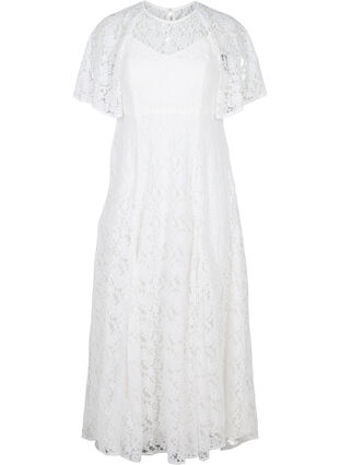 Short-sleeved lace wedding dress, Star White, Packshot image number 0