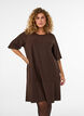 Short A-line dress with glitter stripes, Brown, Model image number 0
