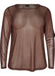 Sheer mesh blouse with rhinestones, Brown, Packshot image number 0