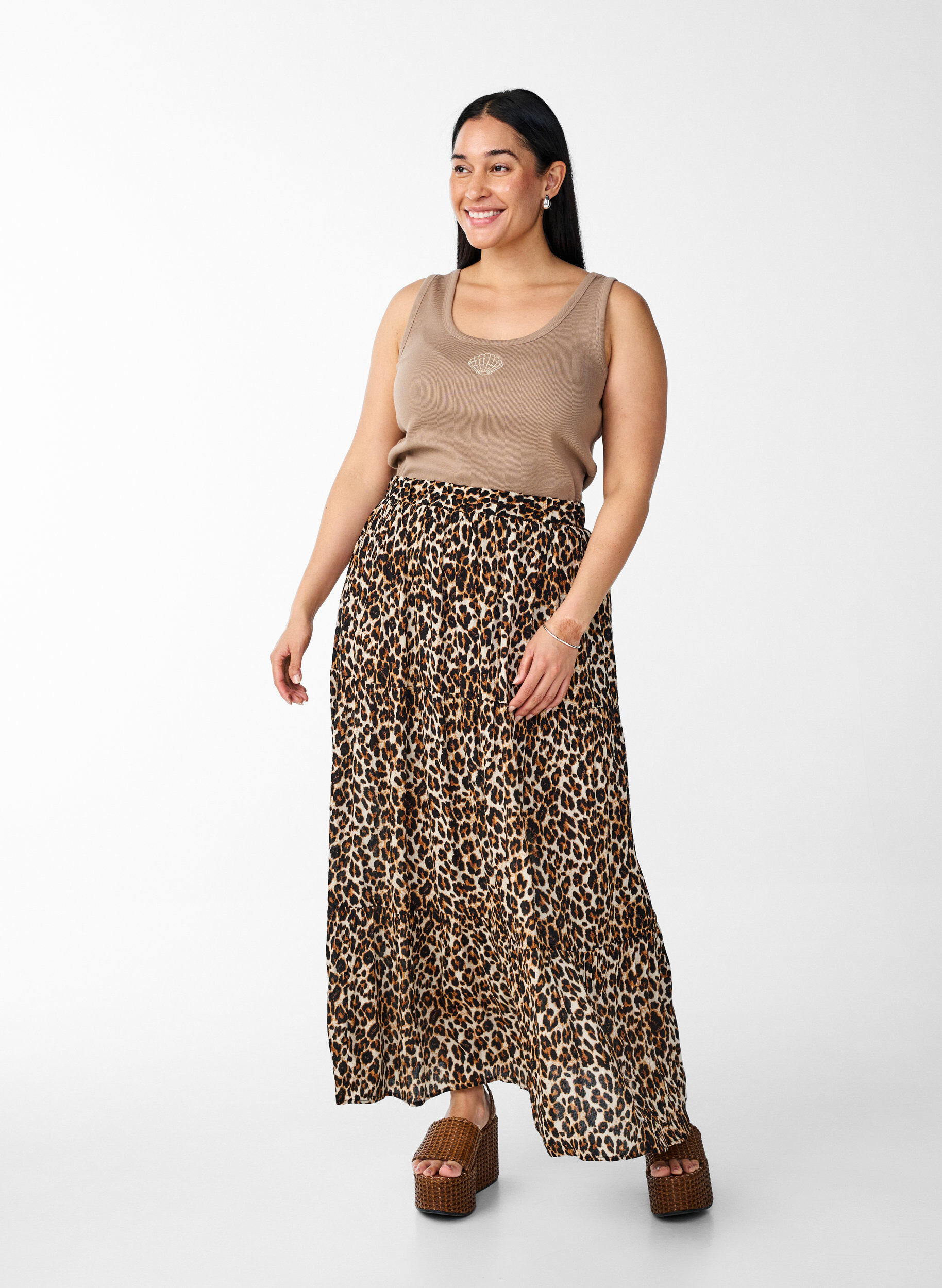 ZizzifashionFitted top with motif, Brown, Model image number 1