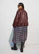 Faux leather bomber jacket with a drawstring hem, Brown, Model image number 2