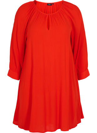 Viscose tunic with 3/4 sleeves, Fiery Red, Packshot image number 0