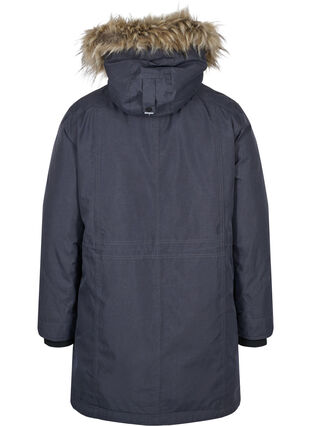 Waterproof winter jacket with removable hood, Black, Packshot image number 1