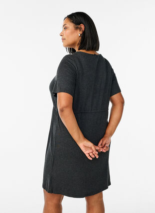 Short jersey dress with tie belt - Dark Grey - Sz. 40-64 - Zizzifashion Short jersey dress with tie belt - Dark Grey - Sz. 40-64 - Zizzifashion