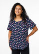 Short-sleeved blouse with texture, Blue, Model image number 0