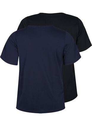 FLASH - 2-pack v-neck t-shirts, Navy Blazer/Black, Packshot image number 1