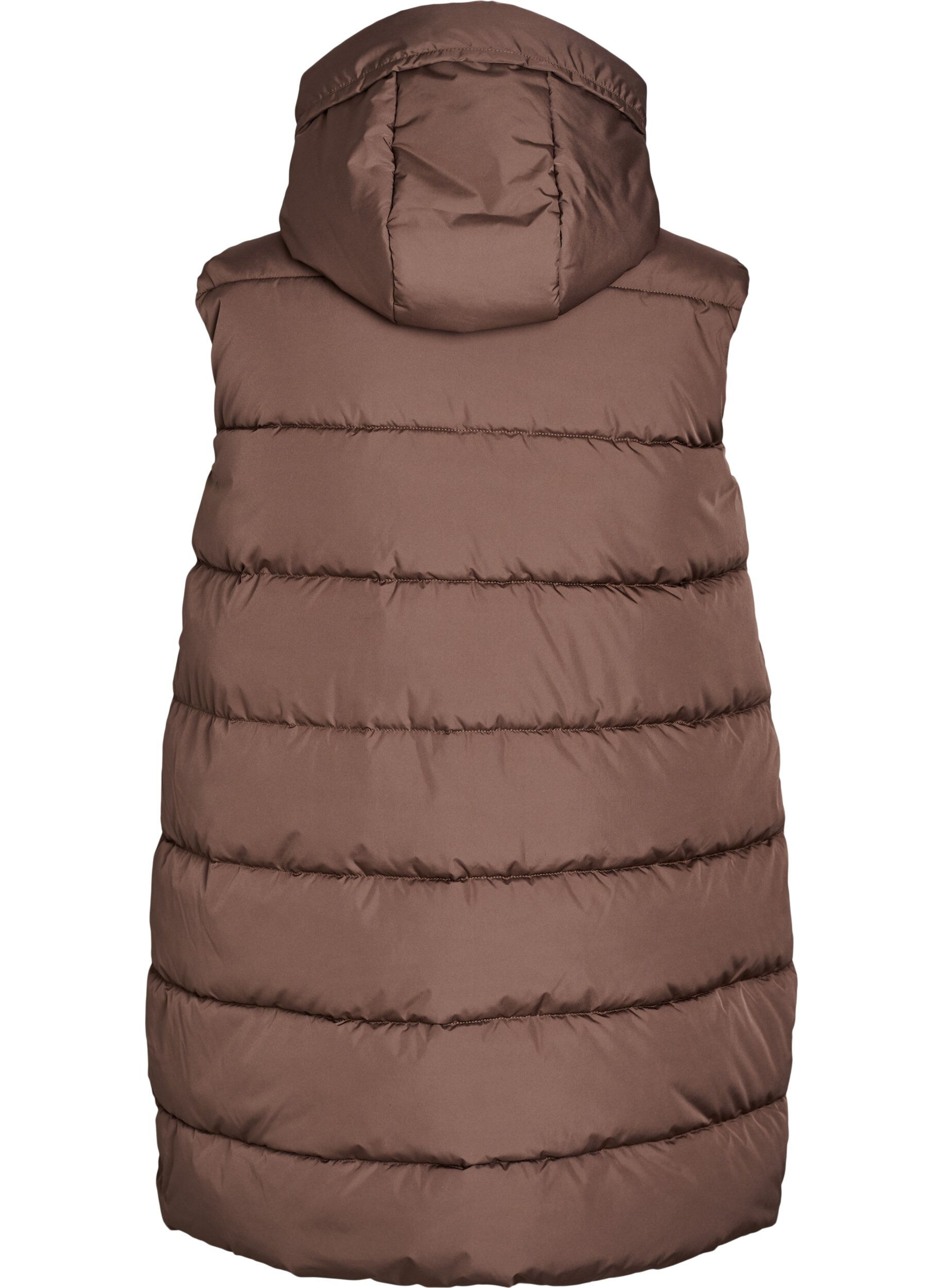 ZizzifashionLong vest with hood and pockets, Brown, Packshot image number 1