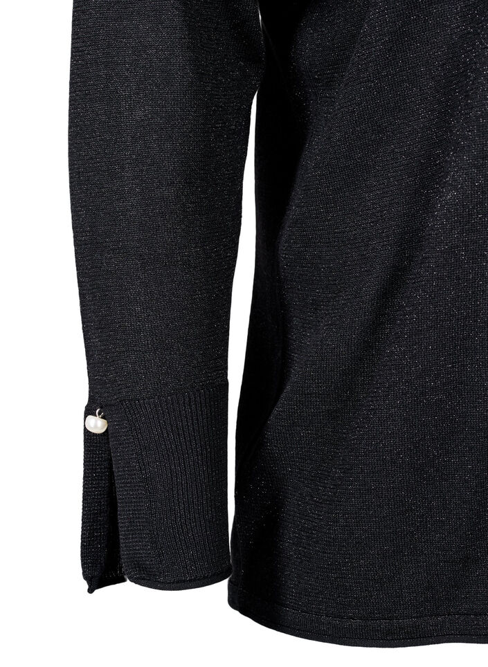 Viscose knit blouse with glitter, Black w. DTM Lurex, Packshot image number 3