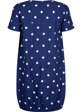 Short-sleeved cotton dress with floral print, Medieval Blue DOT, Packshot image number 1