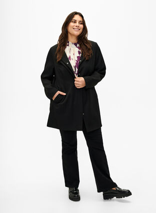 Spring jacket with concealed button placket, Black, Model image number 2