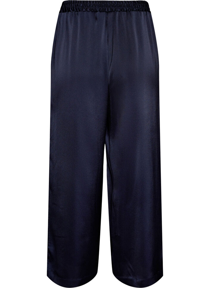 Satin-look trousers with wide, straight legs, Blue, Packshot image number 1