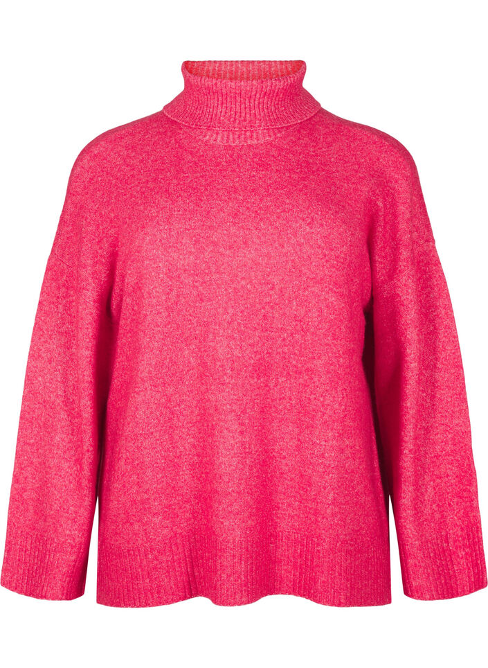 Knitted turtleneck blouse, Virtual Pink Mel., Packshot image number 0
