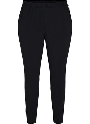 Pants with pockets and piping, Black w. White, Packshot image number 0