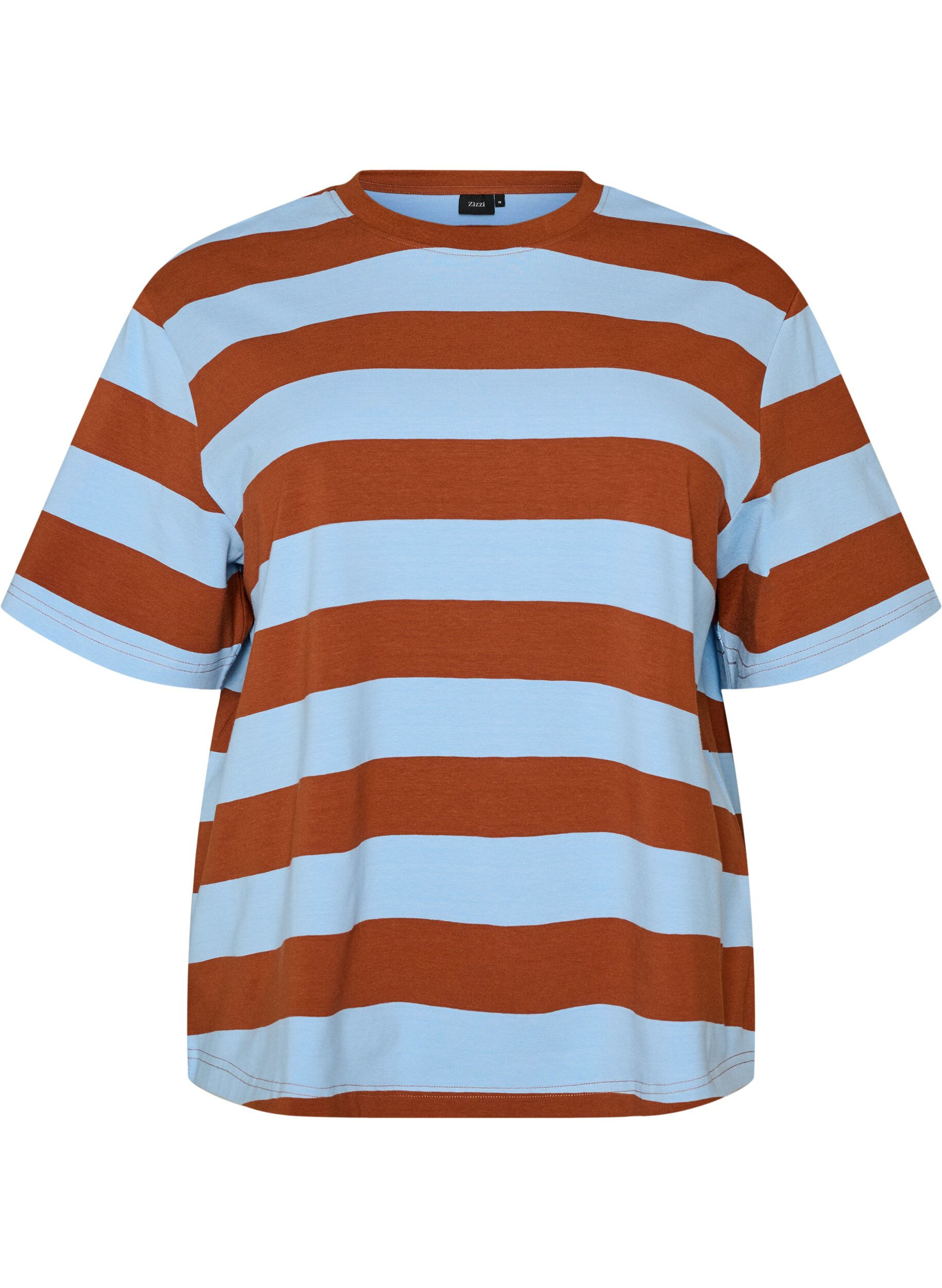 Oversized T-shirt with stripes and 1/2 sleeves