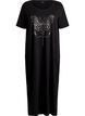 Midi nightgown in organic cotton, Black, Packshot image number 0