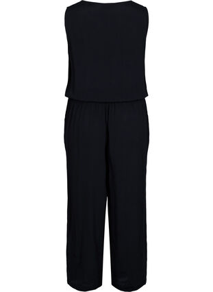 Viscose jumpsuit with buttons and tie-belt, Black, Packshot image number 1