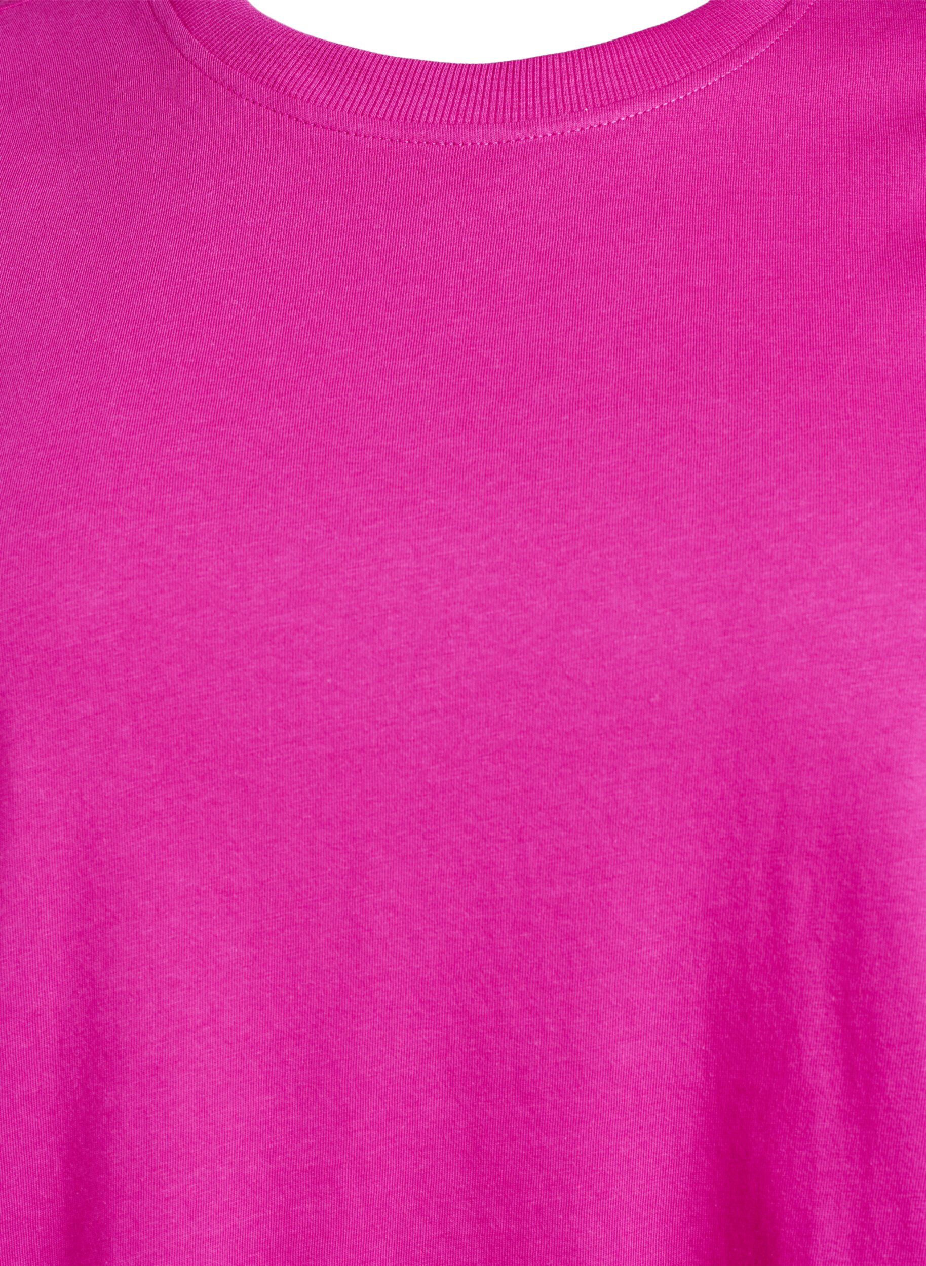 Zizzifashion Basic cotton T-shirt with round neck, Pink, Packshot image number 2