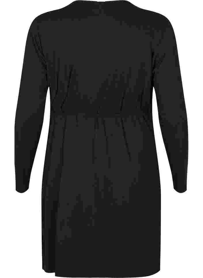 Long sleeved wrap dress in viscose, Black, Packshot image number 1