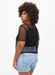 Mesh blouse with short sleeves, Black, Model image number 1