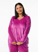 Velour blouse with v-neck, Boysenberry, Model image number 0
