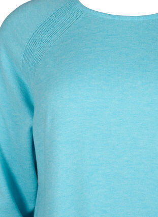 Knitted blouse with Raglan sleeves, Blue Curacao Mel., Packshot image number 2