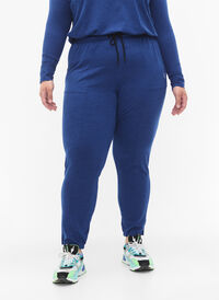 Training pants with pockets and drawstrings, S. Blue / Black Mel., Model