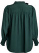 Blouse with ruffle collar and ruching, Green, Packshot image number 1