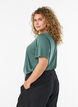 Blouse with lace insert and balloon sleeves, Green, Model image number 2