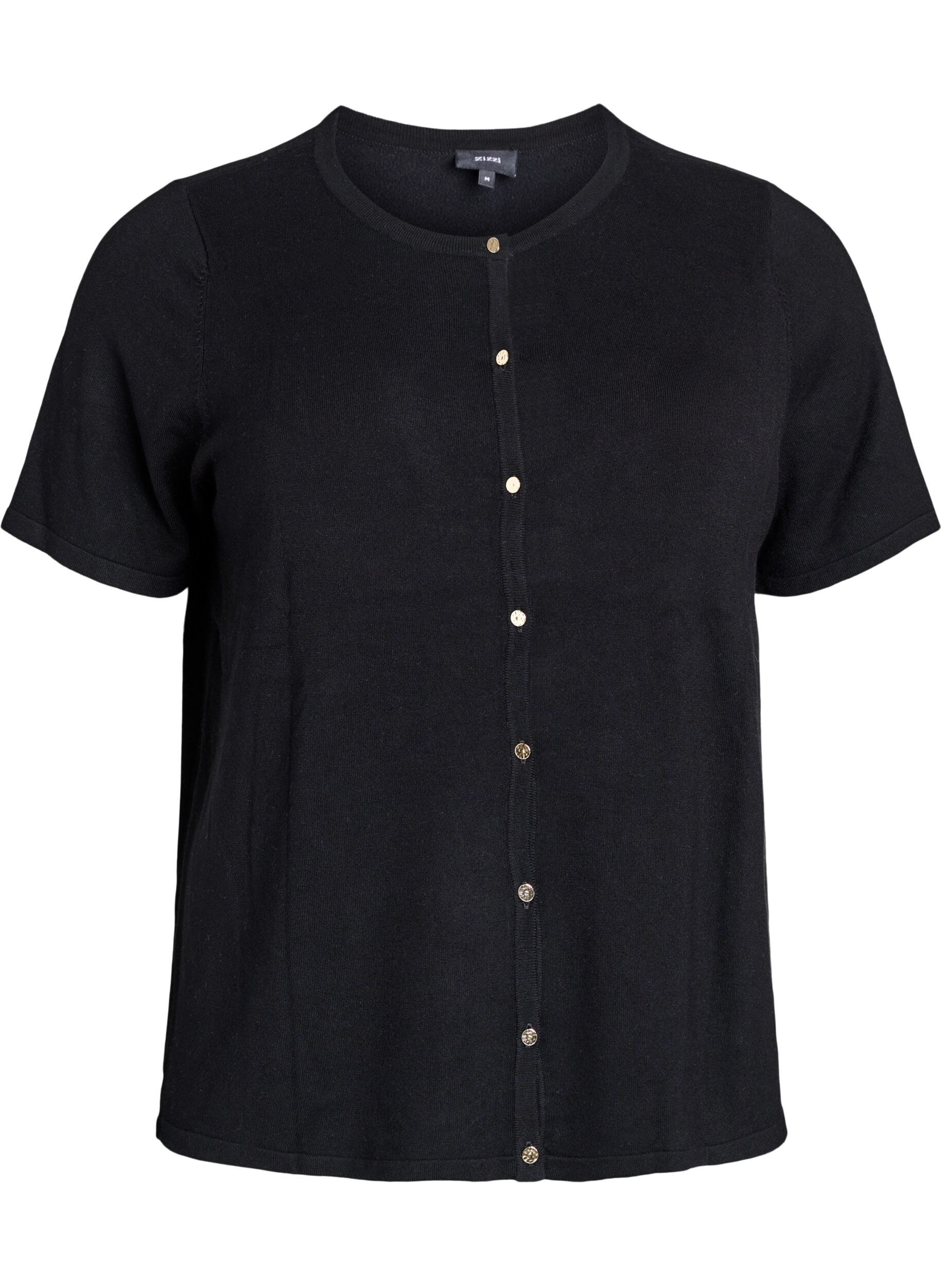 Zizzifashion Short-sleeved knit cardigan in viscose, Black, Packshot image number 0