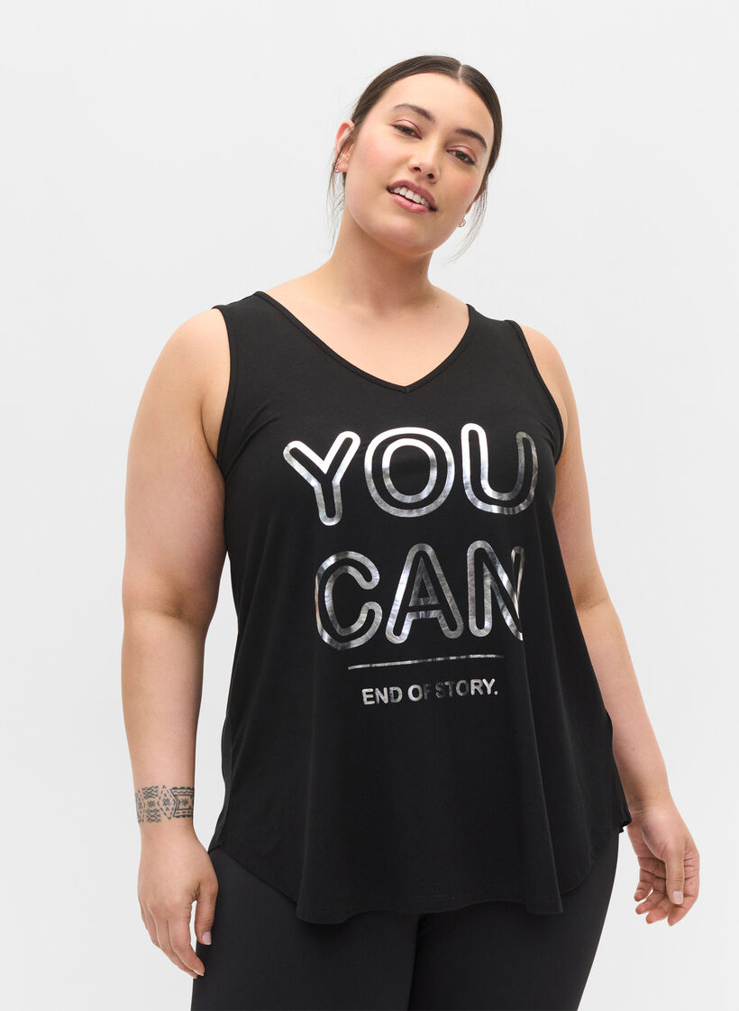 Viscose A-line workout top, Black w. YOU CAN, Model
