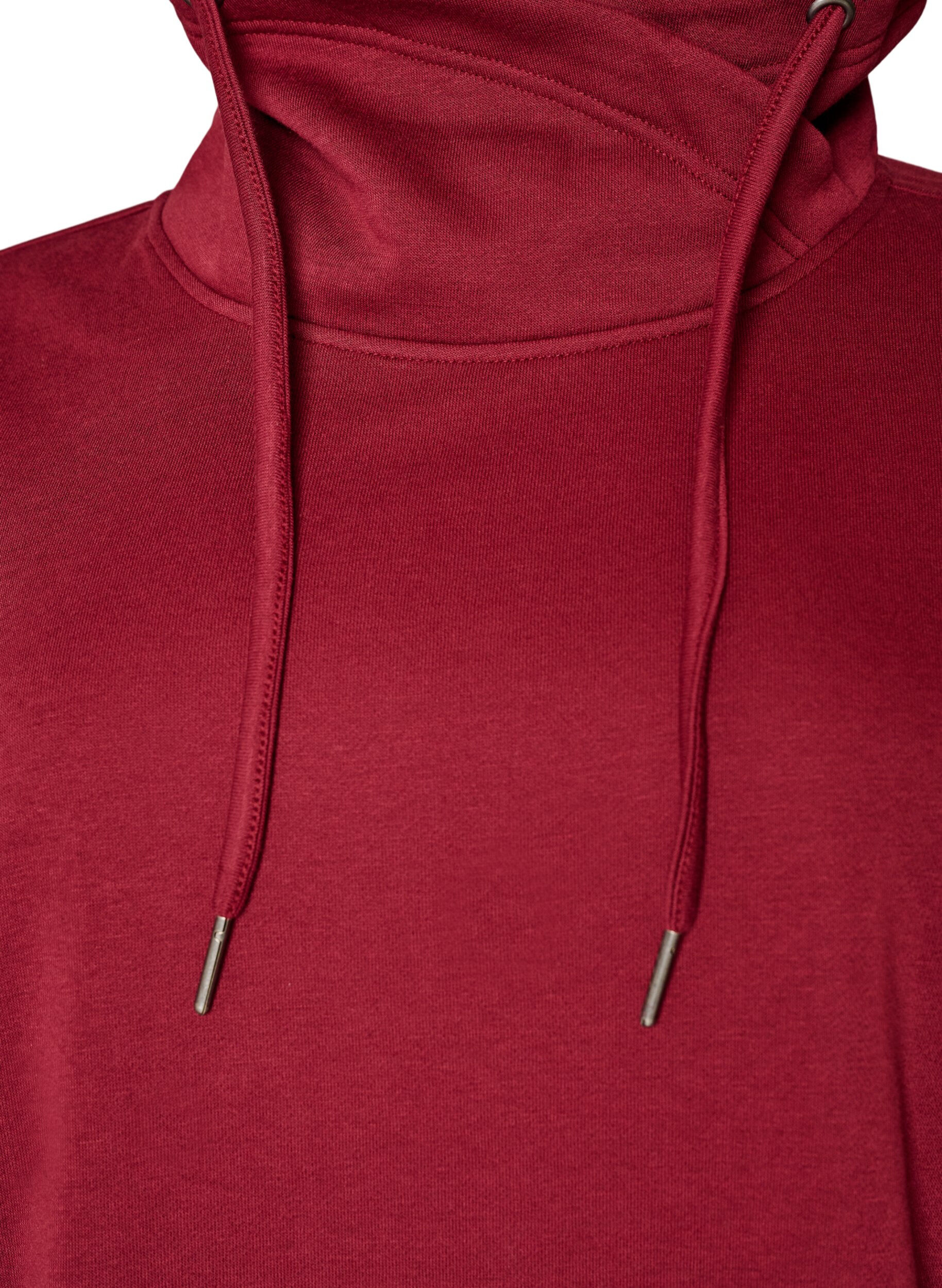 ZizzifashionSweatshirt with high collar and pockets, Red, Packshot image number 2